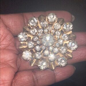 Vintage Gold and Silver Crystal Brooch